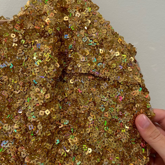 NWOT Zara Gold Square Sequins Midi Slip Dress Size S/M - Picture 4 of 9